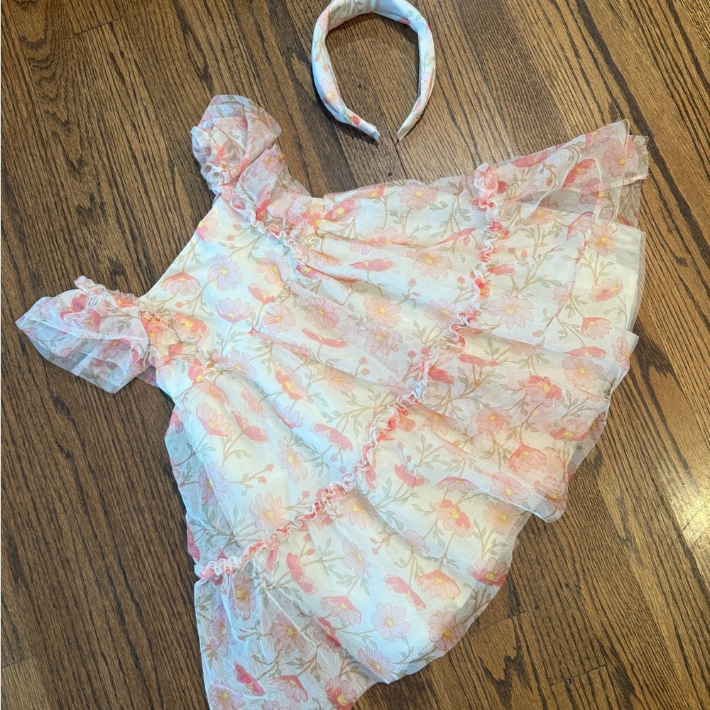 Rachel Zoe Pink and White Floral Dress with Headband